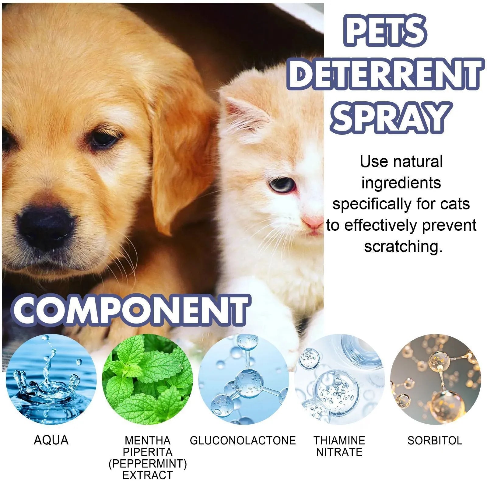 Boxed 50ml pet repellent spray bottle for deterring scratching by dogs and cats.