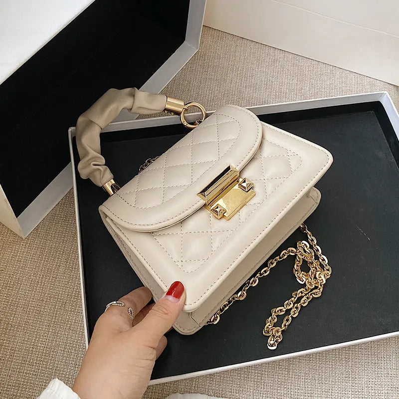 Rhombus-shaped purple PU women's crossbody bag with Korean styling and structured silhouette
