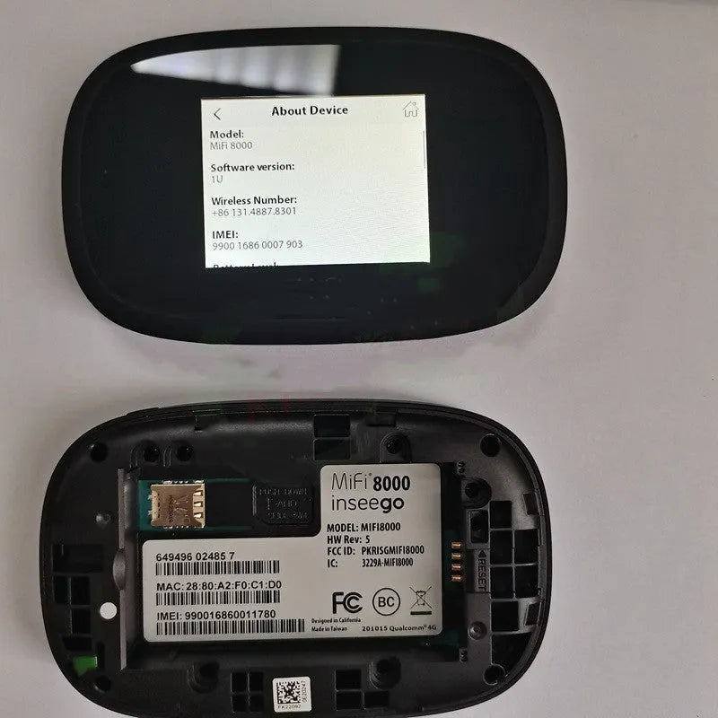 Black Full Network 4G portable wireless router on a white background.
