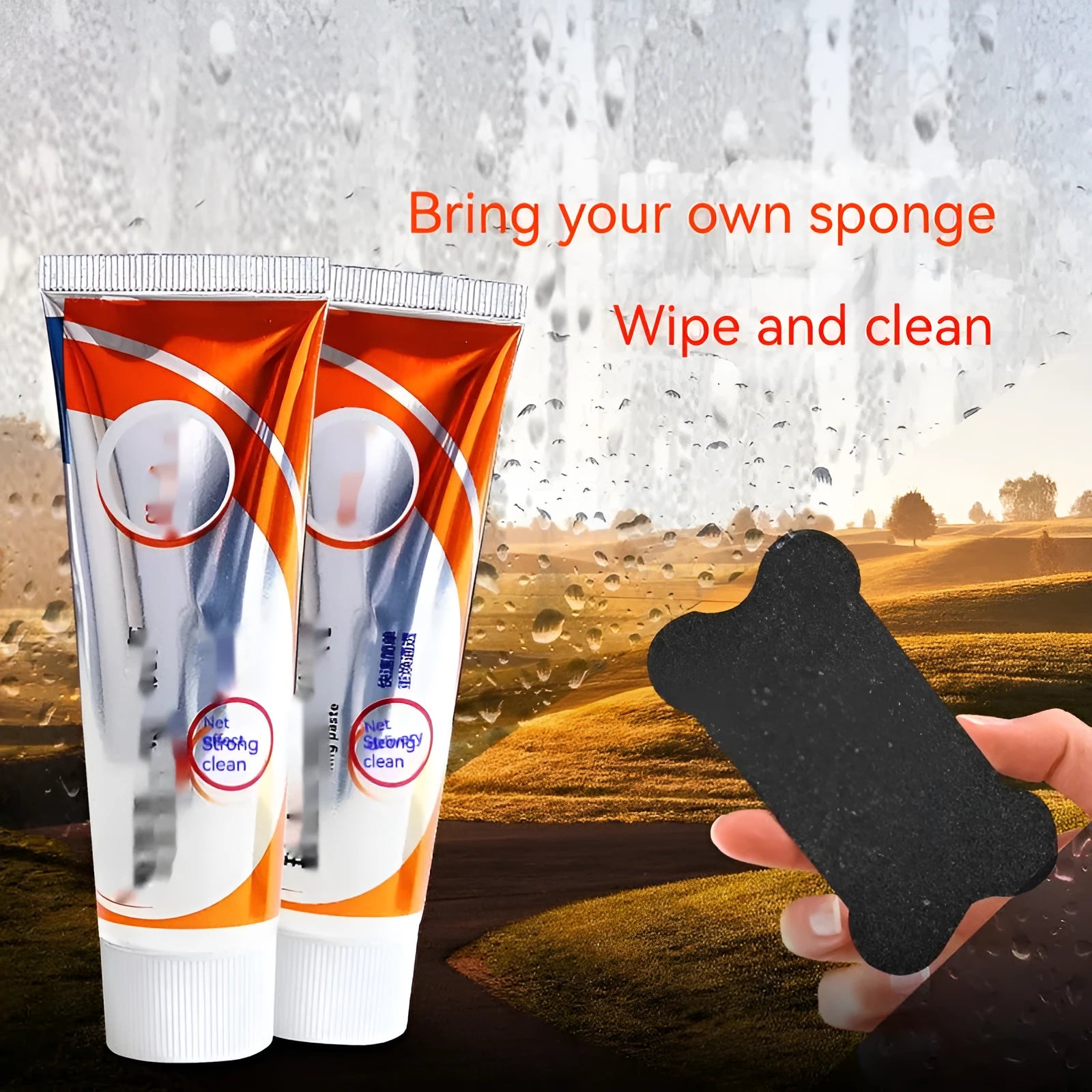 White 65ml car windshield cleaning paste bottle for removing oil stains from glass