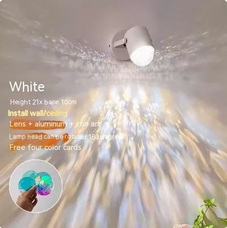 Water ripple ambience light with metal lamp holder for ceiling or desktop use