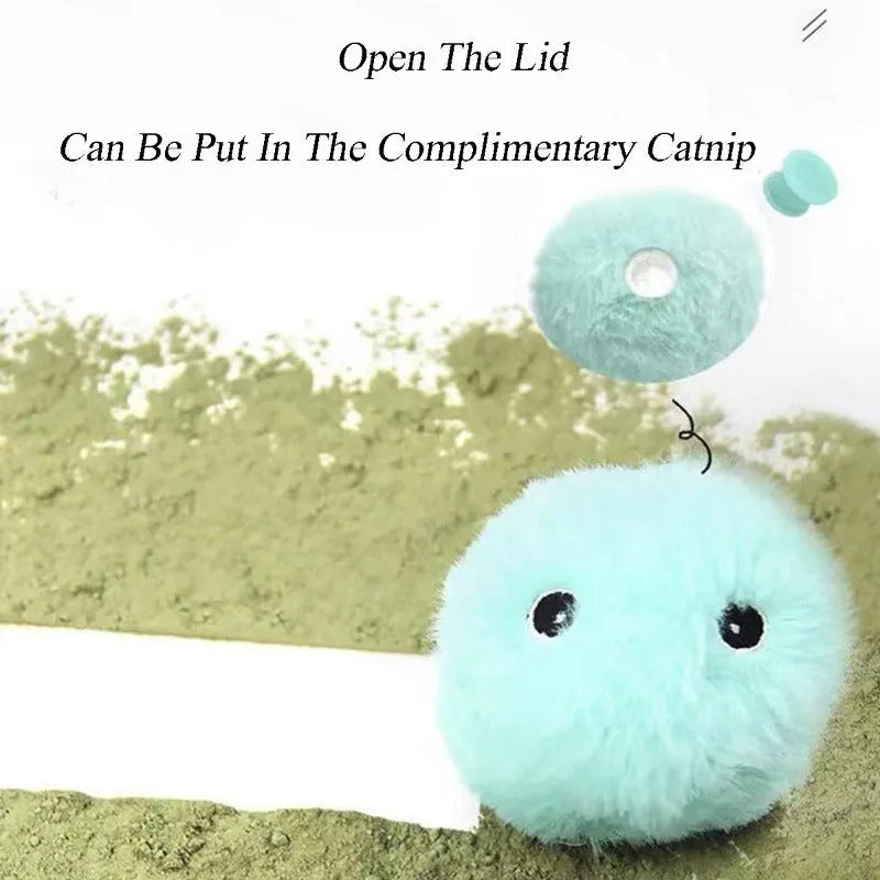 Interactive cat toy ball in blue, pink and yellow colours with animal sounds and touch trigger