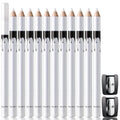 12 piece white and black waterproof eyeliner pencil set with sharpener for multi-use makeup