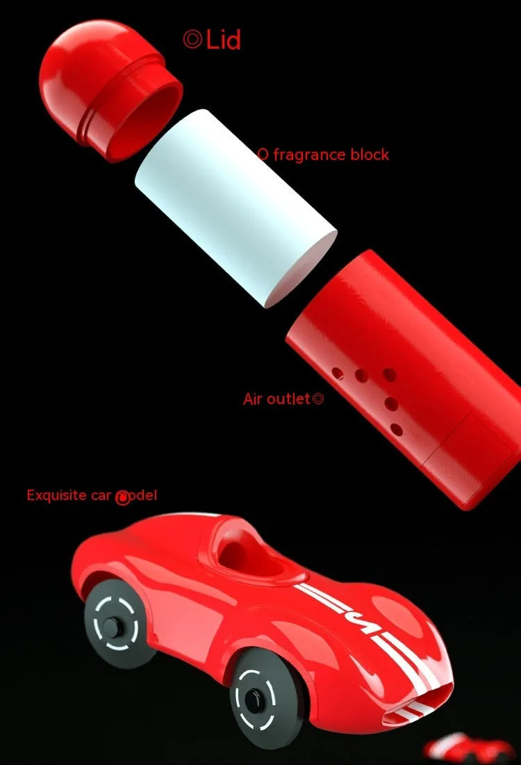 Round solar car fragrance light decoration in choice of black, red or white plastic