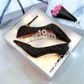 Women's crystal bridal shoes with stiletto heel in black or silver options