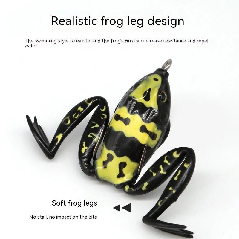 Bionic thunder frog snake head Luya fishing lure with double hooks in grass green colour
