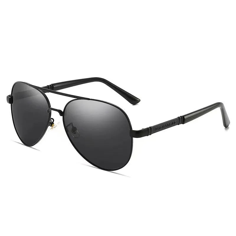 Men's polarised sunglasses with metal frame featuring dragon and phoenix decoration.