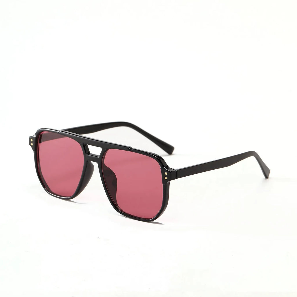 Square double beam fashion sunglasses for women in multiple colour options with UV400 protection