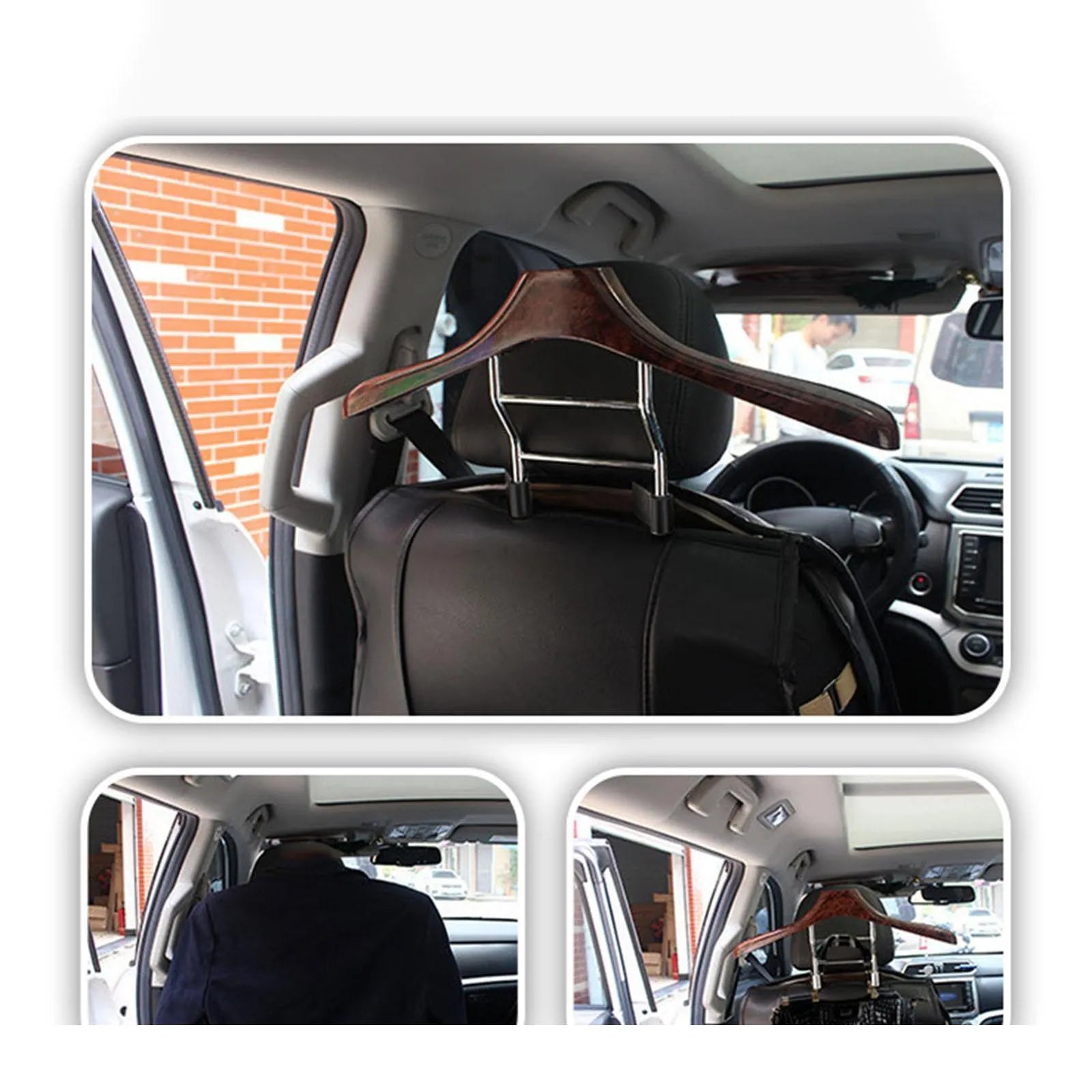 Wood yellow stainless steel car mounted clothes hanger with detachable design