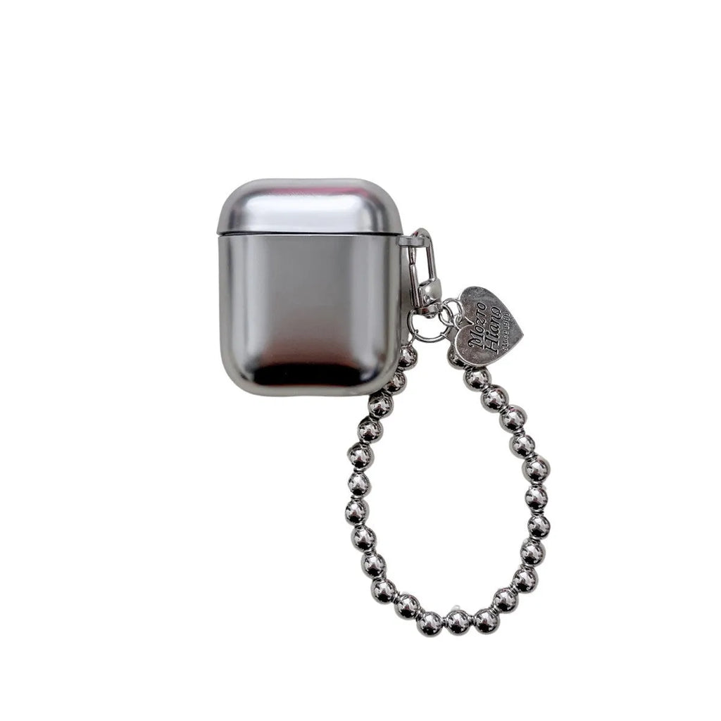 Matte plating protective case for Apple AirPods with an integrated carrying strap.