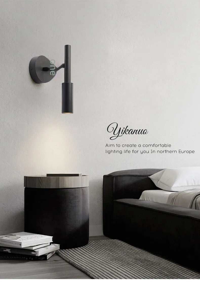 Modern wrought iron wall lamp with three colour lighting in black or white finish