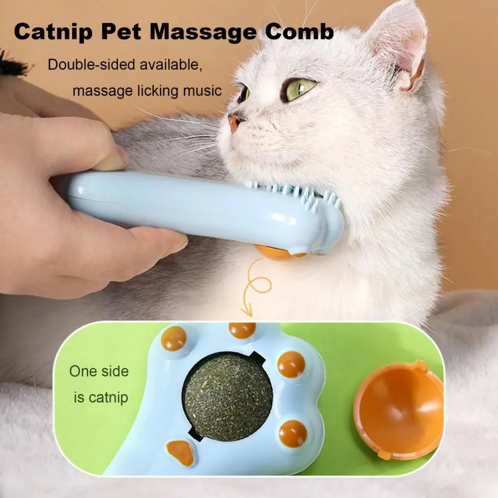 Cartoon design cat massage comb with catnip toy for dental care and digestion promotion