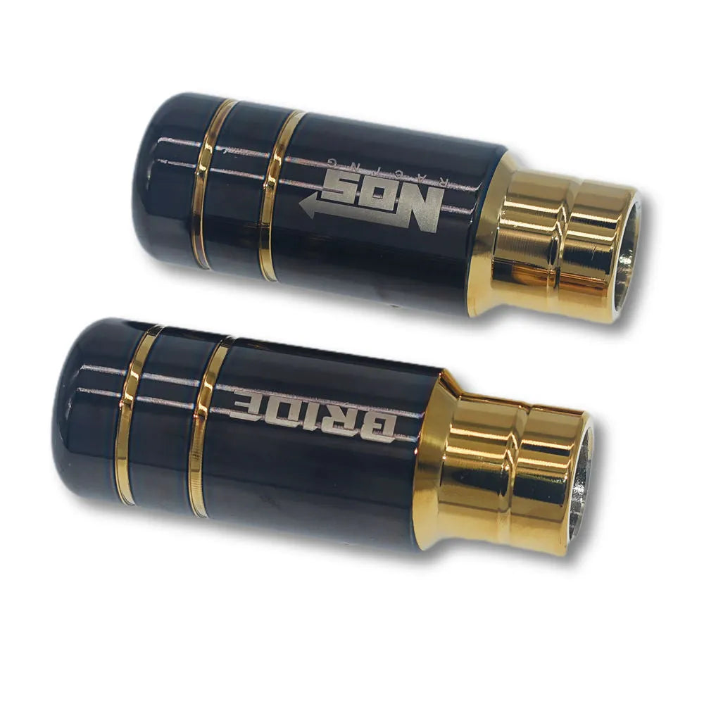 Roasted blue aluminium alloy car gear shift head with three rubber sleeves for installation