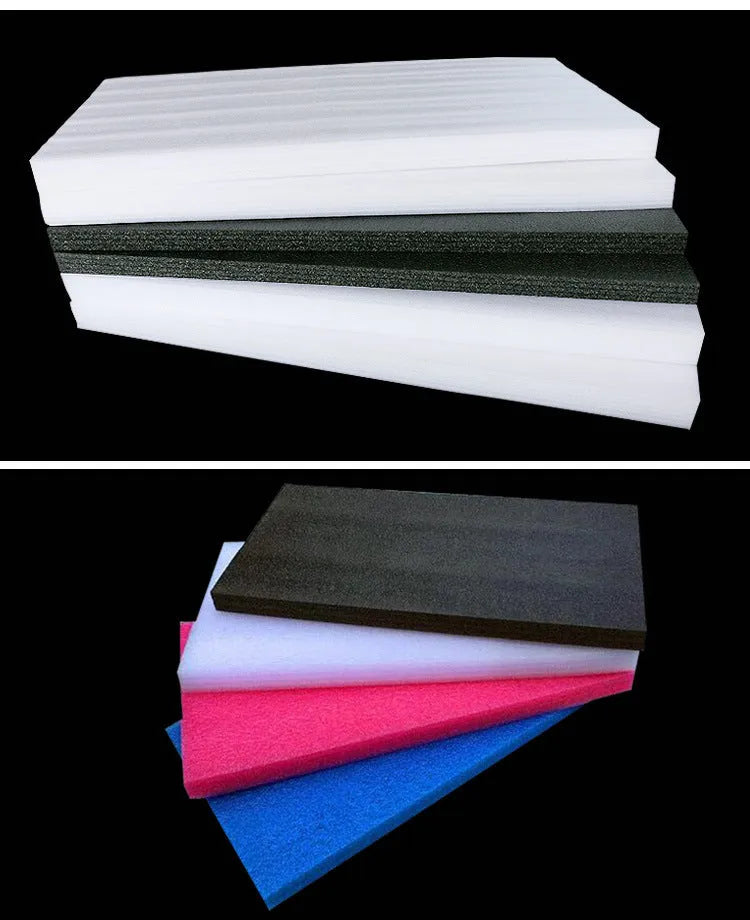 White high density pearl cotton foam board measuring 200cm by 100cm with 10mm thickness