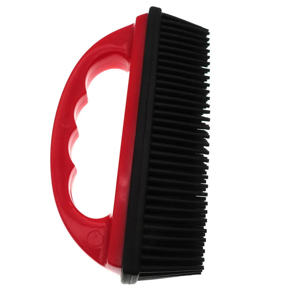Red pet hair removal brush for dogs, cats and carpet cleaning measuring 160mm by 85mm
