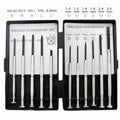 TH-6177 11-piece clock screwdriver set with various bits on a blue background.