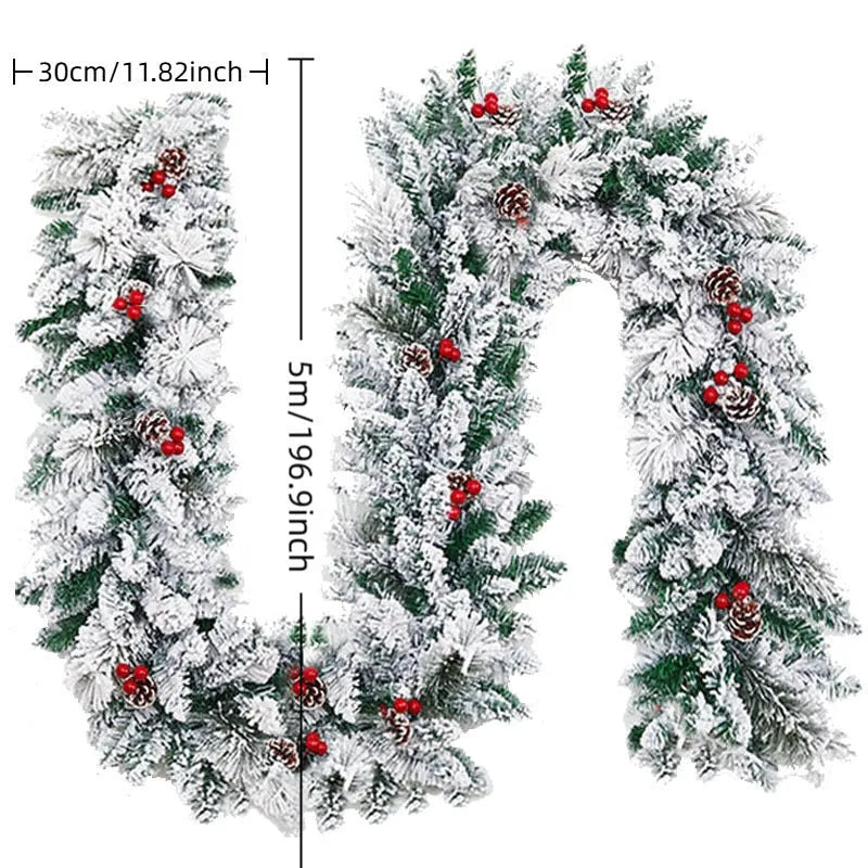 Decorative rattan vine with flocking snow finish for Christmas decoration in three length options