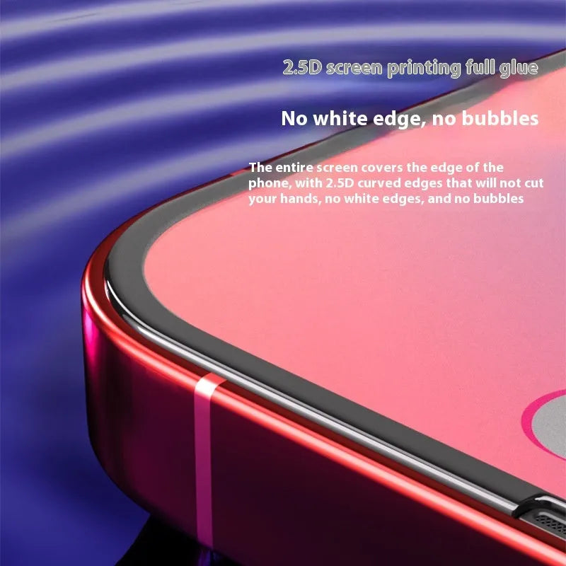 Full screen anti-peep tempered glass film for iPhone 15, 330 high sticky black with silk screen black edge