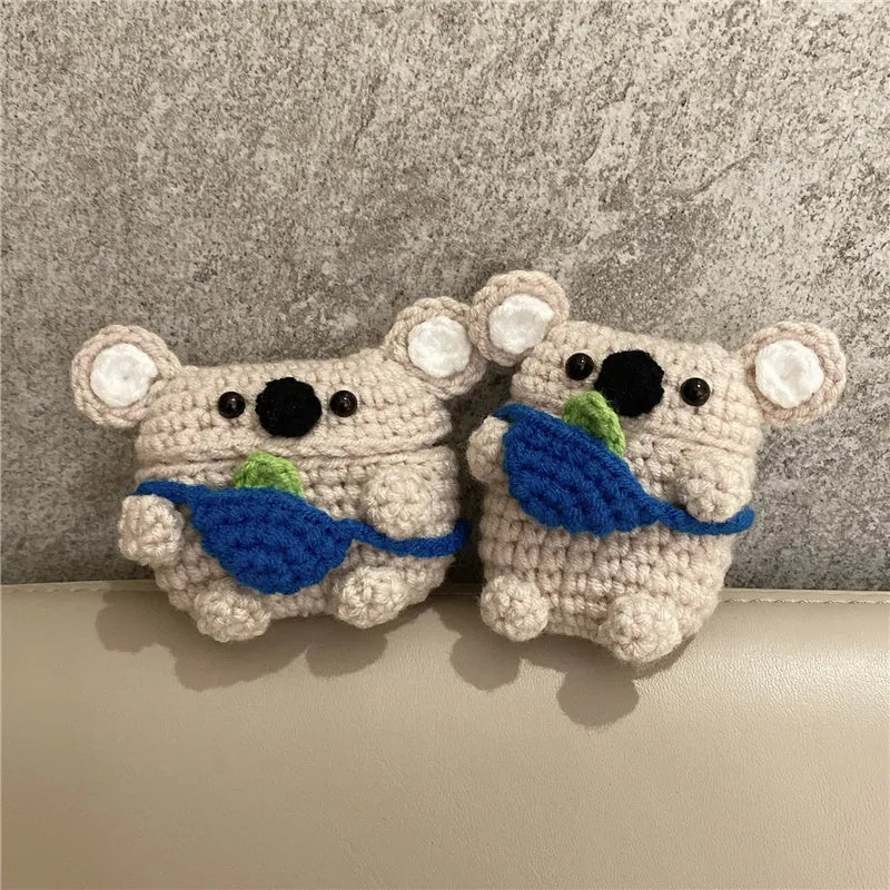 Handmade knitted koala bear backpack AirPods protective sleeve for Apple AirPods models