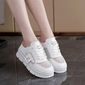Women's mesh half slippers with height-increasing insole in black, khaki and white colours