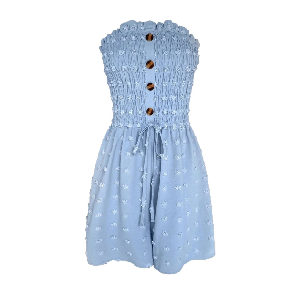 Women's off-shoulder jumpsuit in solid colour with sleeveless design and casual styling
