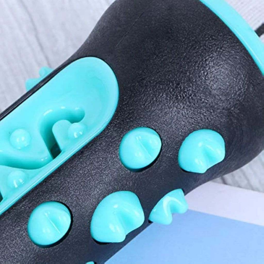 Natural rubber dog dental chew toy in blue colour for teeth cleaning and tartar reduction