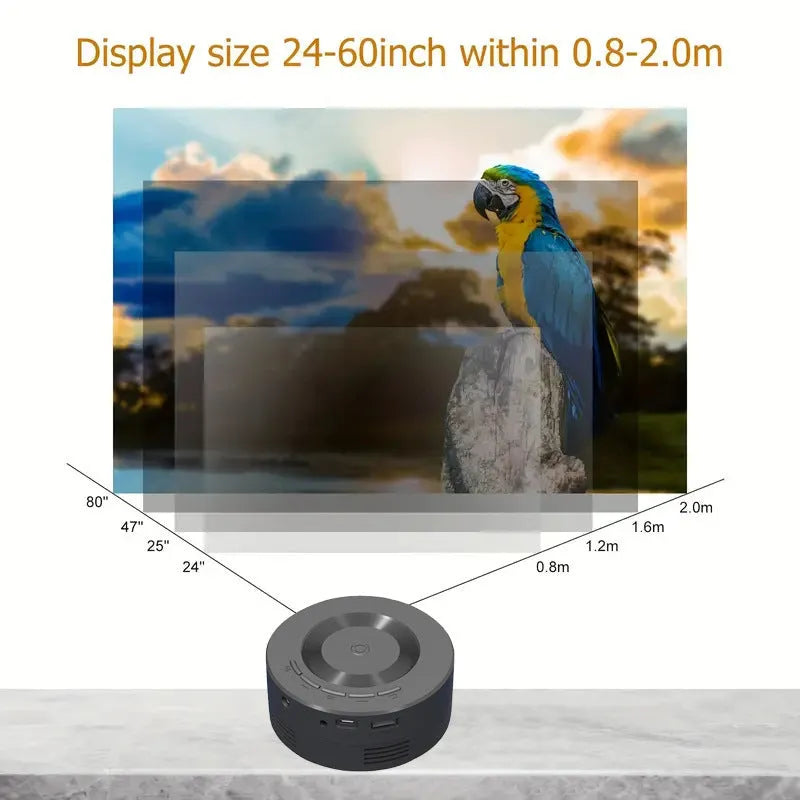 Portable black plastic USB wired same-screen mobile phone projector with 1080p resolution