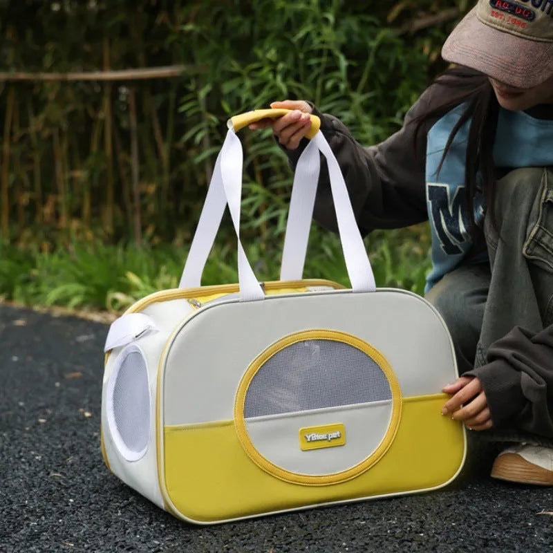 Foldable Oxford cloth cat backpack with contrast colour pattern and medium-soft padding