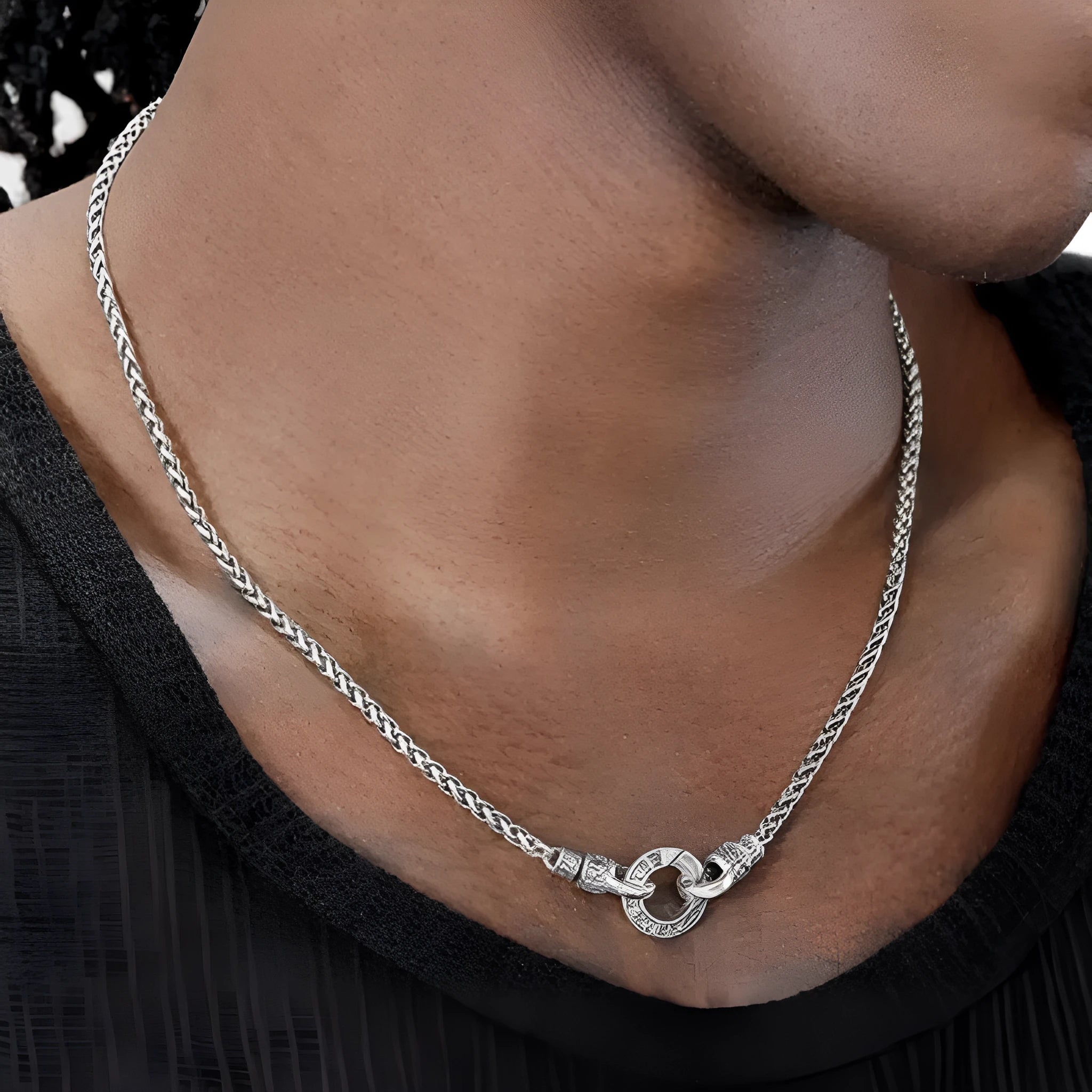 S925 sterling silver clavicle necklace for women on a model, showing the pendant and fine chain.