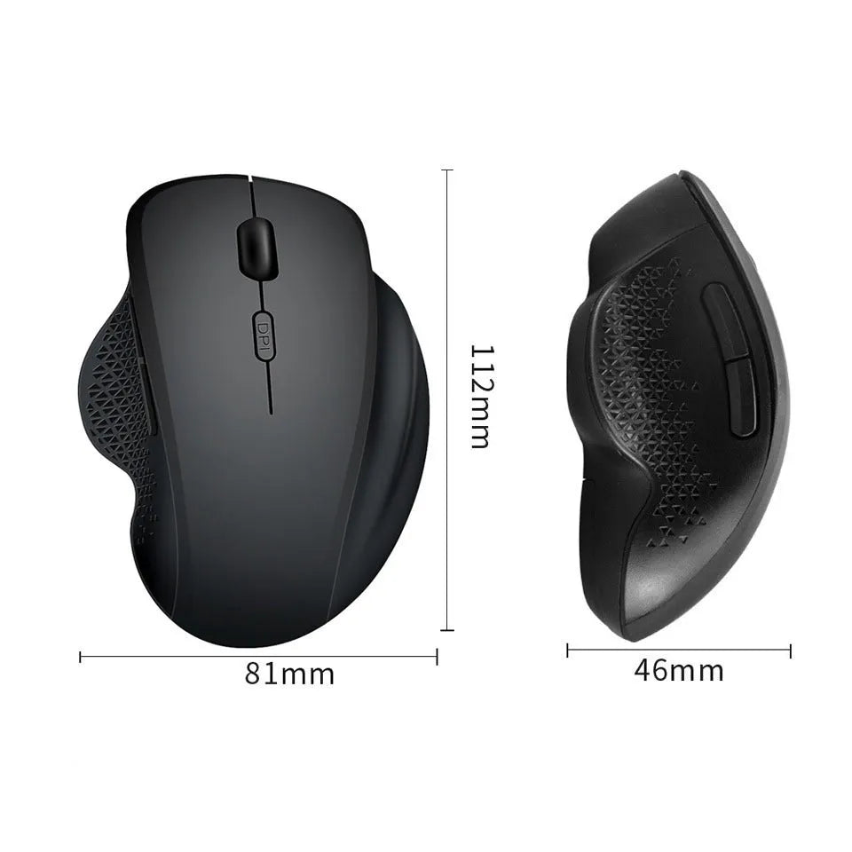 Self-charging wireless mouse for laptops with USB charging cable in black or grey colour