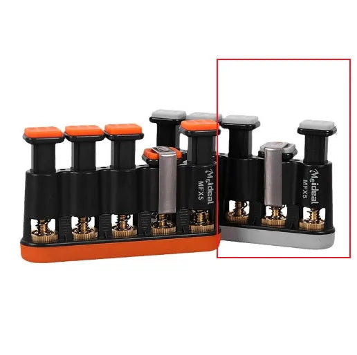 Grey and orange non-slip silicone climbing fingerboard finger trainer for musicians.