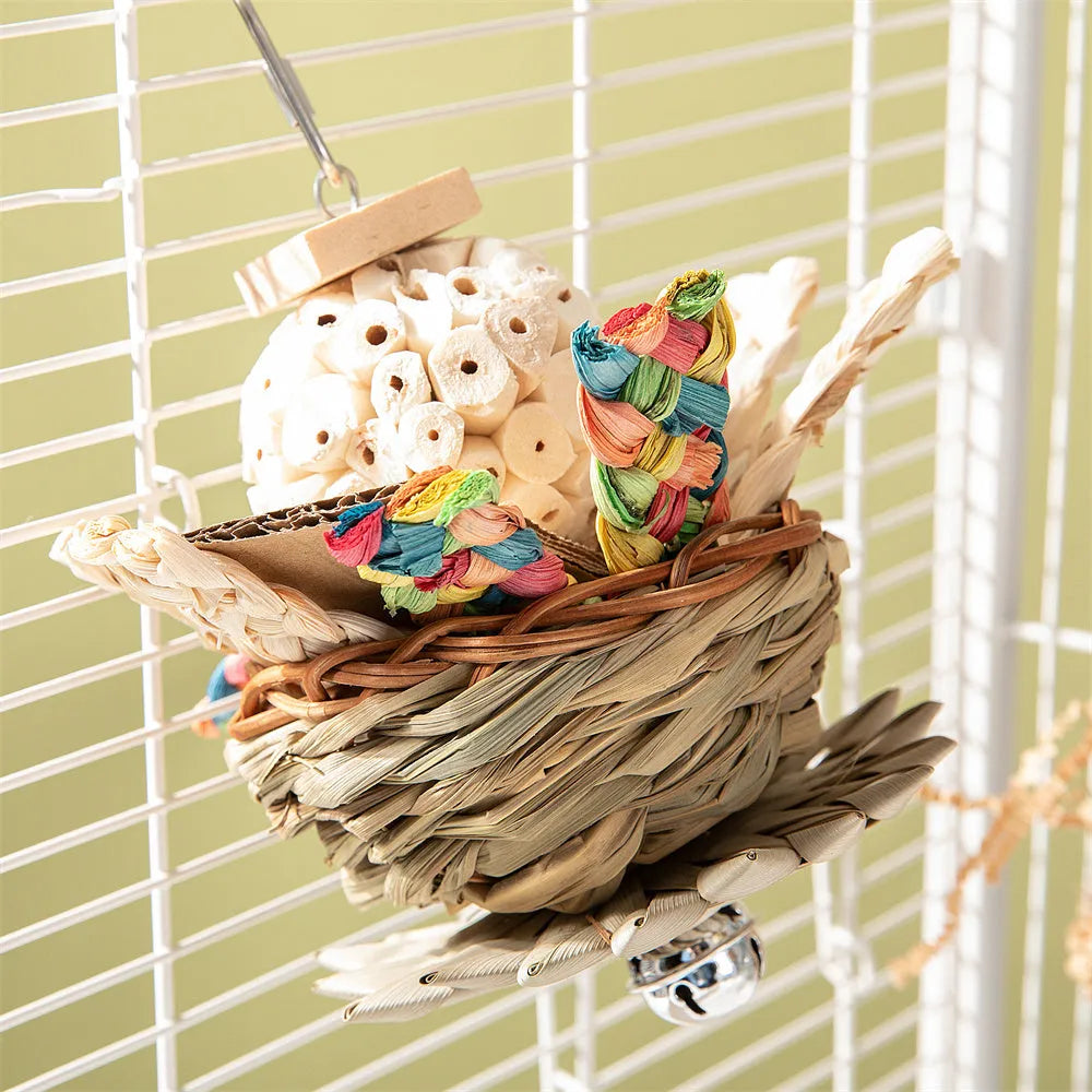 Parrot gnawing molar chewing toy for small to medium birds with textured surface
