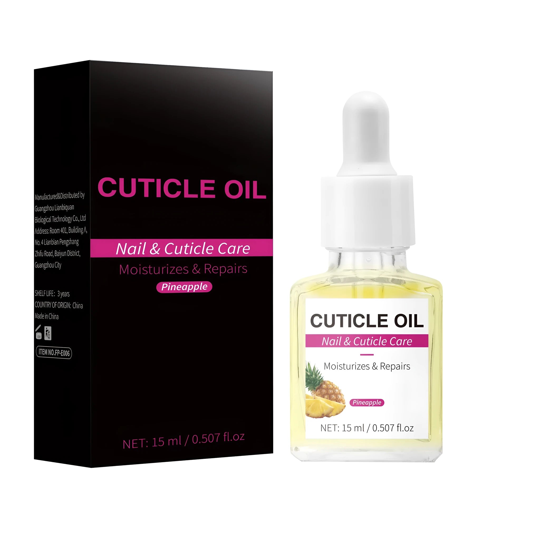 15ml nail cuticle oil bottle with brush applicator for dry cuticle treatment