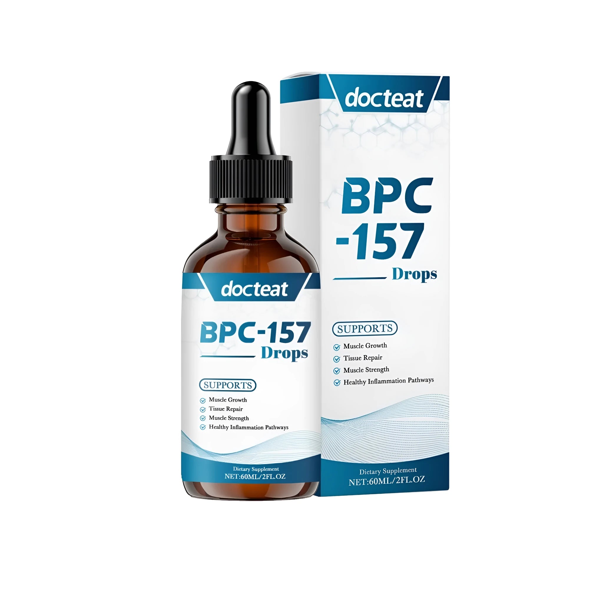 60ml muscle recovery supplement drops bottle with dropper containing mint and traditional Chinese medicine extract formula