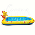 Blue dinosaur shark design inflatable water spray pool measuring 170cm long for children and pets