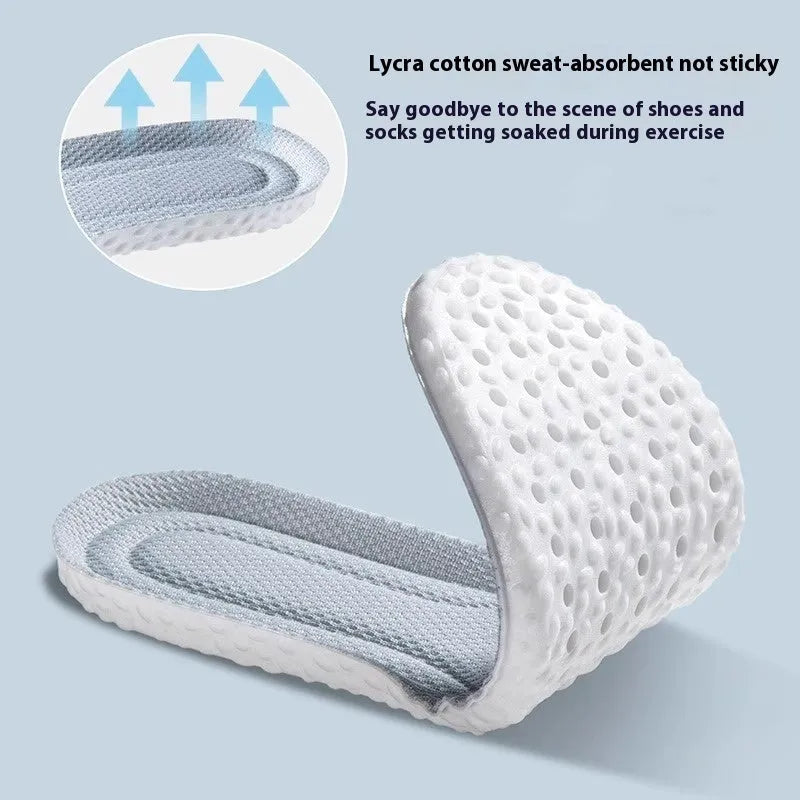 Grey, black, and orange breathable PU foam sports insoles that can be cut to fit shoe size.