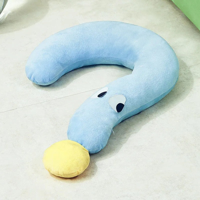 Blue and yellow rectangular pet sleeping pillow for cats and dogs on a white background.