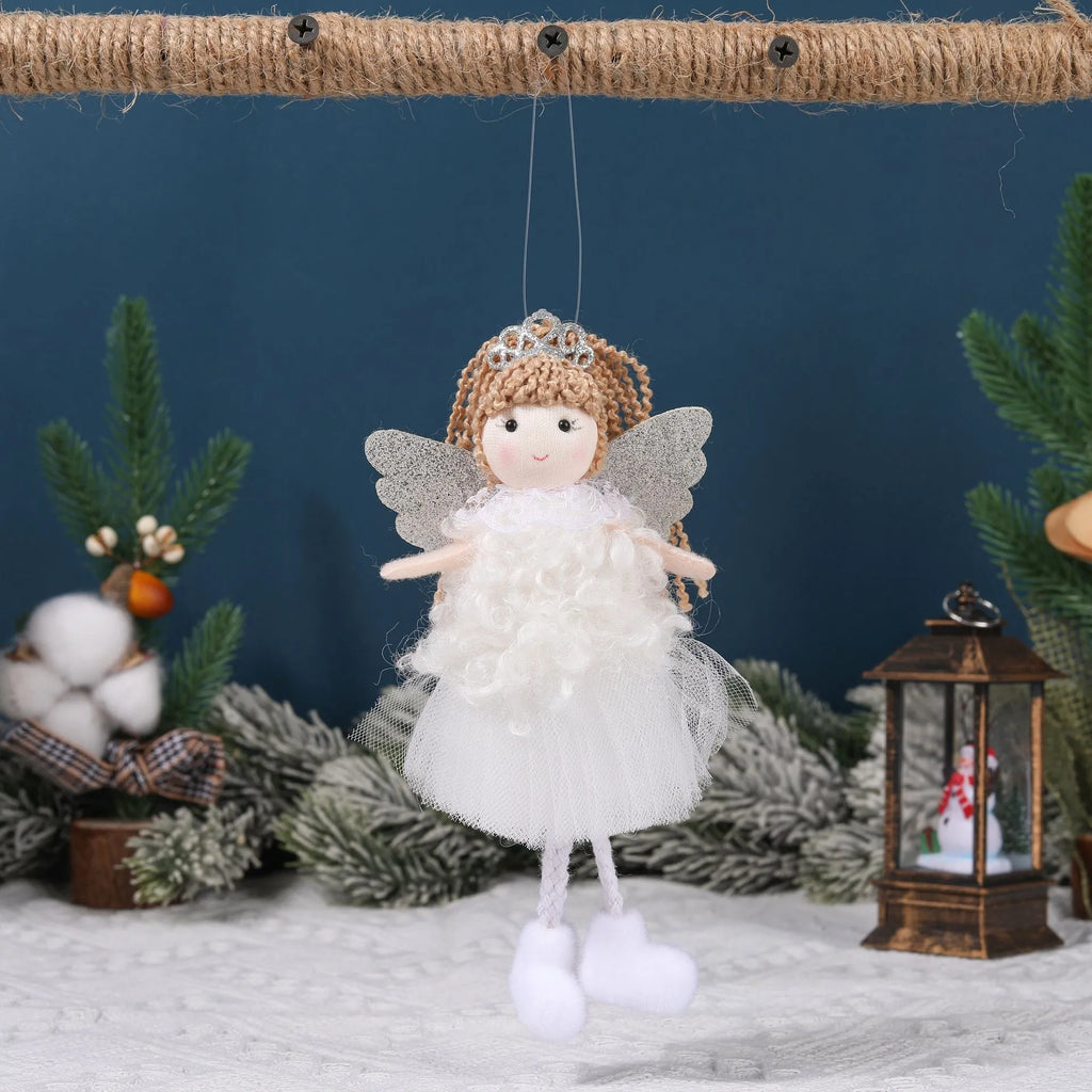 Christmas angel girl cloth fabric pendant hair accessory for high ponytails in white, pink or khaki colour