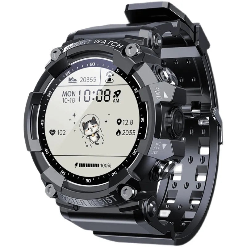 ATTACK 3 IP67 waterproof smartwatch with round colour screen and TPU strap in black, white, or pink