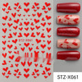 Nail art sticker sheet with black and silver striped love pattern designs