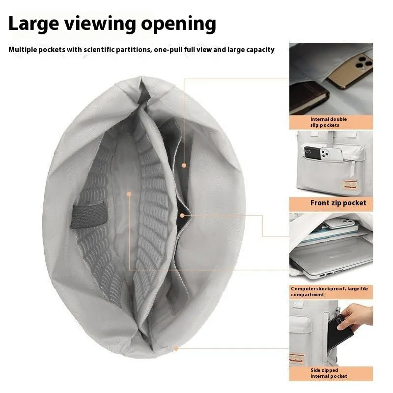 Shockproof inner liner laptop bag in waterproof nylon fabric showing medium and large sizes
