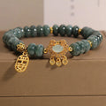 Women's natural emerald jade bracelet with abacus beads design and alloy safety lock clasp