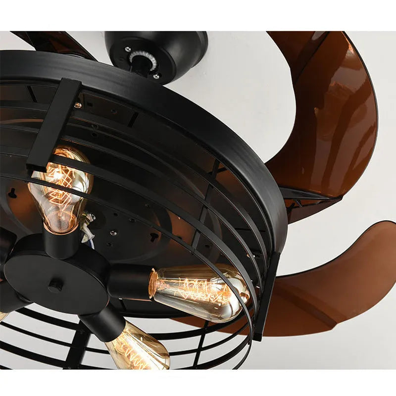42-inch industrial American retro ceiling fan lamp with invisible blades and remote control