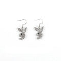 Rabbit stud earrings with diamond decoration in silver, pink, and gold alloy finishes
