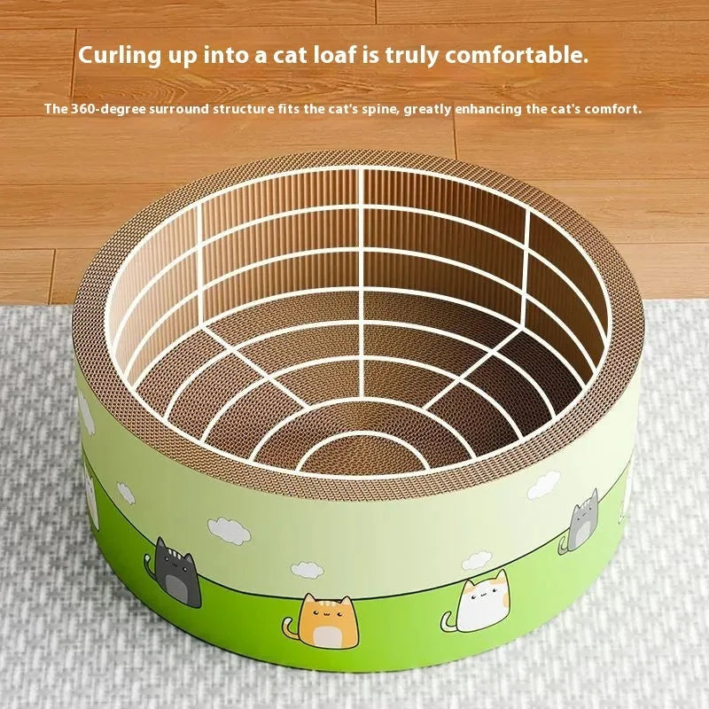 Large round cat scratch board with deepening pits made from corrugated paper in 45cm or 50cm diameter