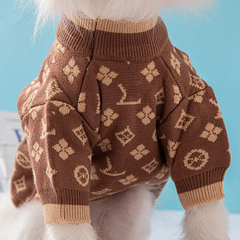 Wool knit dog sweater in European American style for winter warmth