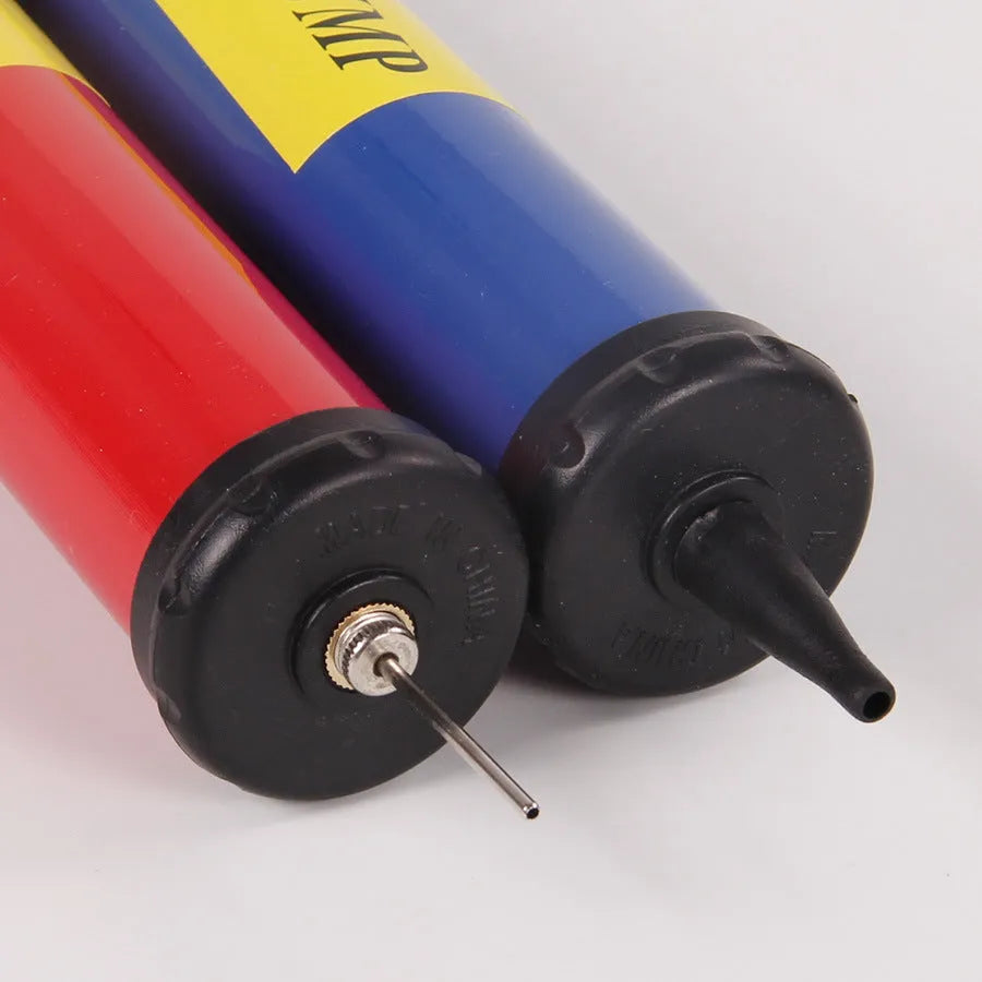 Manual plastic balloon pump for sports balls with 20-32 cm length in mixed colours