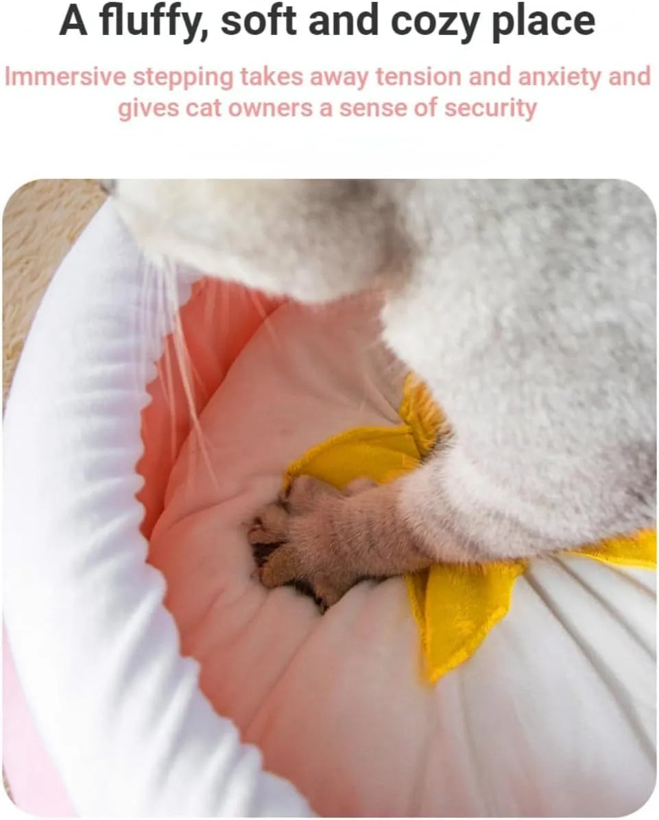 Honey pot shaped cat sofa bed with magic wand design in pink or yellow colour with removable nest pad