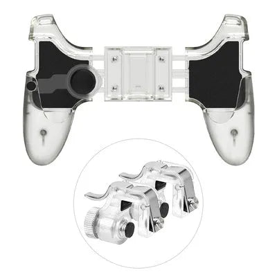 Mobile phone gaming handle with physical buttons attached to smartphone