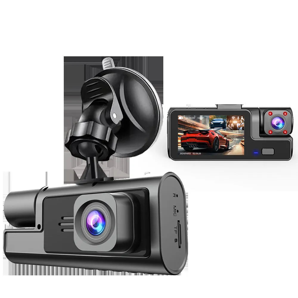 WiFi car dash cam with front and rear recording capability and 2.0-inch screen
